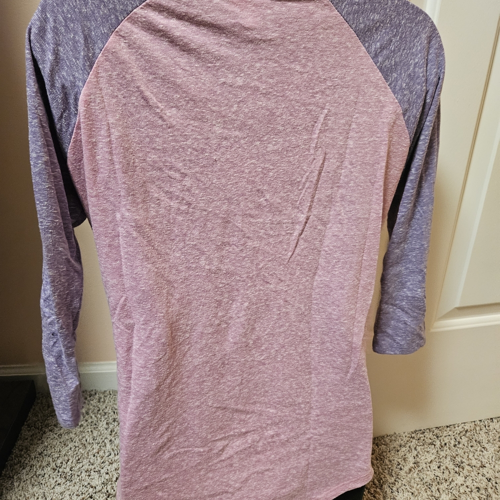 LuLaRoe Randy Purple and Pink 3/4 Sleeve Raglan Tee - Picture 7 of 9